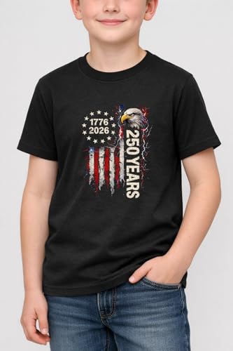Image of Boys Constitution Day 250 Anniversary USA Shirt Independence Shirt 3-8T | for Kids Boys Girls Toddlers 3T-8T, 4th of July Dinos Flag Patriotic Tee, Independence Day