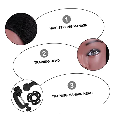 Mannequin de coiffure tresses et tête de poupée cosmétologie noire lisse VICASKY en école - 5