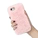 Pepmune Kompatibel mit iPhone 7 Plus/8 Plus Handyhülle Plüsch Hülle Niedlich Pelzig Flauschige Weiche TPU Schutzhülle mit 3D Bling Kristall Diamant Winter Warme Faux Pelz Case Cover, Rosa