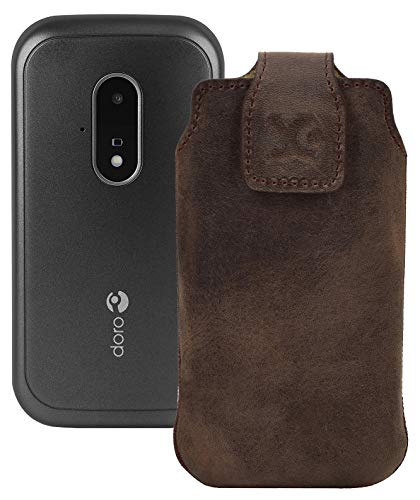 Étui cuir Doro 6530 Suncase marron vieilli protection