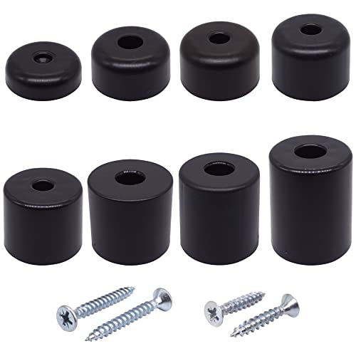 SKIR'CO 8 patas de plástico negro para muebles, altura 40 mm, patas redondas para muebles, diámetro 50 mm, tornillos incluidos