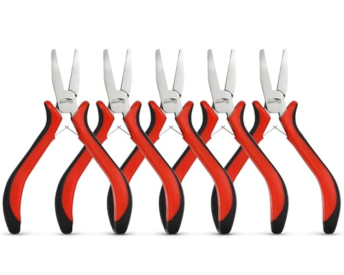 Image of 5-Piece 5 inchFlat Nose Pliers, Small Smooth Jaw Duck Bill Pliers Tool