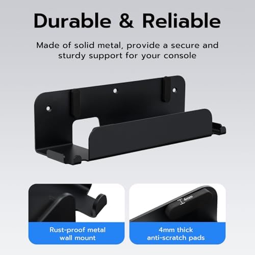 Mcbazel Switch 2 Wall Mount, Metal Wall Mount Kit for Nintendo Switch 2 (2025) Dock/JoyCon/Pro Controller, Behind TV Organizer Bracket, Space-Saving Gaming Setup, Black - 2