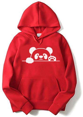 Image of More & More Unisex Kid's Cotton Hoodie Sweatshirt with Pocket Full Sleeves Hooded Neck Solid Pattern Regular Fit Panda Theme and Standard Length | Kids Hoodies for Casual