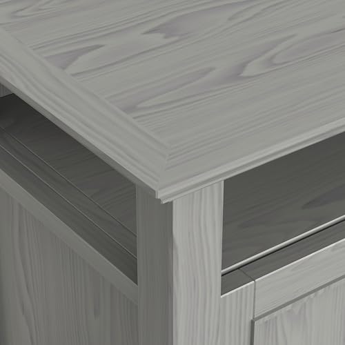 Image of SIMPLIHOME Amherst 54 inch Wide Solid Wood TV Stand in Fog Grey