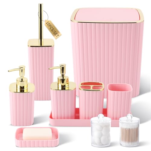 XLHOMO Pink Bathroom Accessories Set - Gorgeous Bathroom Set, 10PC