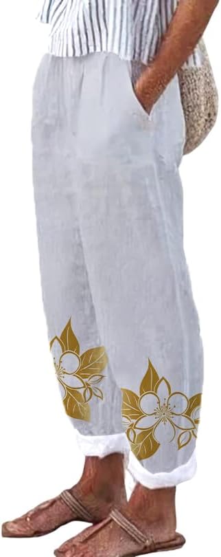 Womens Fashion 2024 Summer Casual Star Printed Palazzo Pants Loose Elastic Waist Co...