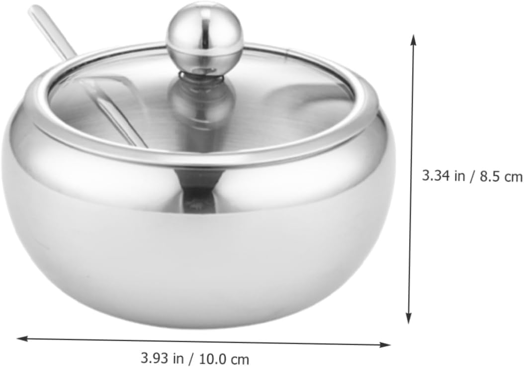 Kitchen Salt Container Stainless Steel Sugar Bowl Salt and Sugar Jar Apothecary Jars Lids Holder Lid