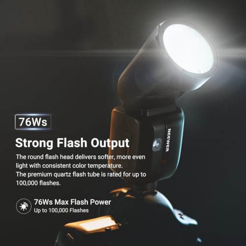 Image of NEEWER Z2PRO-C 2.4G TTL Round Head Flash Speedlite Compatible with Canon, Wireless Compatible with Godox, Upgraded UI, 76Ws 1 /8000s HSS, TTL /M TCM Switch, 7.2V /3000mAh Battery, 600 Full Power Flash
