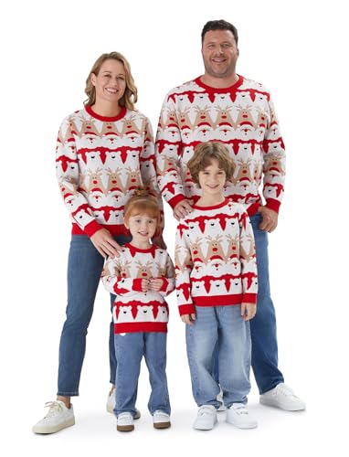 PATPAT Weihnachtspullover für Familien - Xmas Knitted Sweatshirts, Weihnachtspulli Damen, Herren, Mädchen und Jungen, Christmas Sweater - Weihnachtsoutfit für Familie