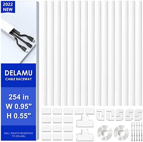 254in Cord Hider, Delamu Cable Hider, Wall Cord Concealer Cord Cover, Wire Covers for Cords, Wire Hiders for TV on Wall, Cord Hider Wall Mounted TV, Cable Cover Channel Raceway, 15xL16.9 W0.95 H0.55in