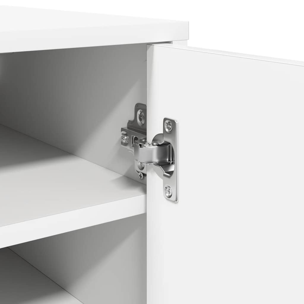 vidaXL Mueble Zapatero Organizador de Zapatos Armario Pasillo Almacenaje Taburete Puf Caja Banco Estantería de Madera Contrachapada Blanco 32x35x92 cm