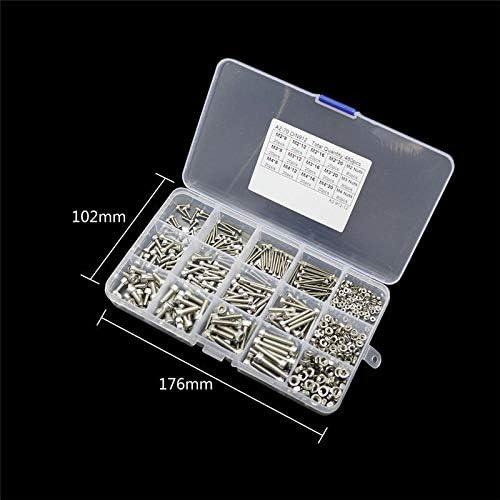 480PCS M2 M3 M4 Socket Head Screws Stainless Steel Hex Socket Head Cap Screws Assortment Kit Bolts and Nuts Set+ Box