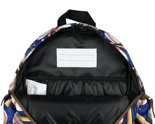 Baseball Sports Kids Backpack Batter Up! Homerun Boys 16" School Travel Book Bag Laptop Tech Sleeve Faux Leather Bottom4