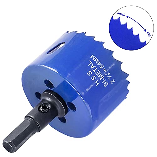 Image of Luomorgo 2 1 /8 inch Hole Saw, 54mm, 1 1 /4 inch Cutting Depth | HSS Bi-Metal, Hex Shank Drill Bit Adapter, For Wood Cornhole Boards Plastic Drywall Fiberboard