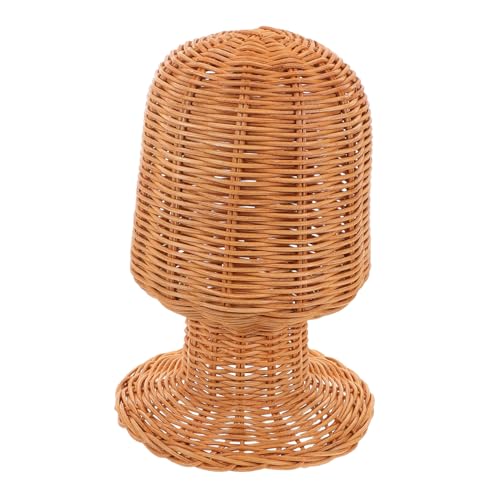 FOMIYES Wicker Wig Holder Mannequin Head Display Rack Hair Stand Holder for Salon Cap Display Rack