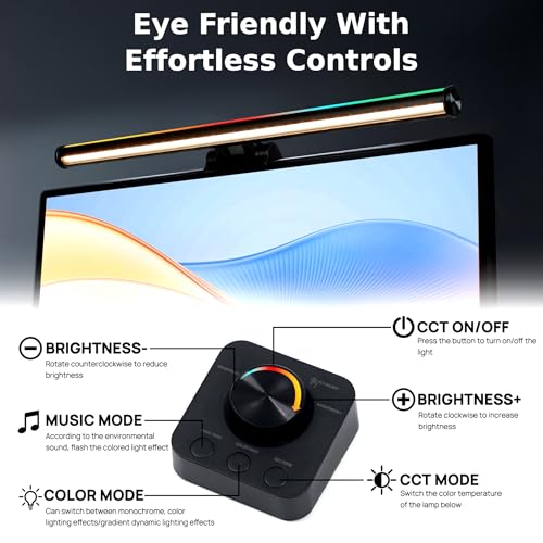 Image of Hive Vibes 17 inch Smart Monitor Light Bar with RGB Backlight, App & Wireless Remote Control, Stepless Dimming, Adjustable Color Temperature, Eye-Caring Anti-Glare Screen Light for Home Office & Gaming
