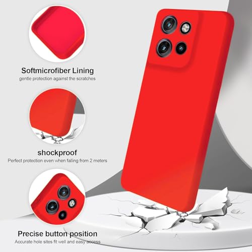 Image of DIZORO Microfiber Candy Case for Motorola Edge 50 Neo 5G Smooth Touch Cushion Liquid Soft Silicone Gel Rubber Phone Cases Non-Slip Full Body Protective Shockproof Back Cover -og Red.