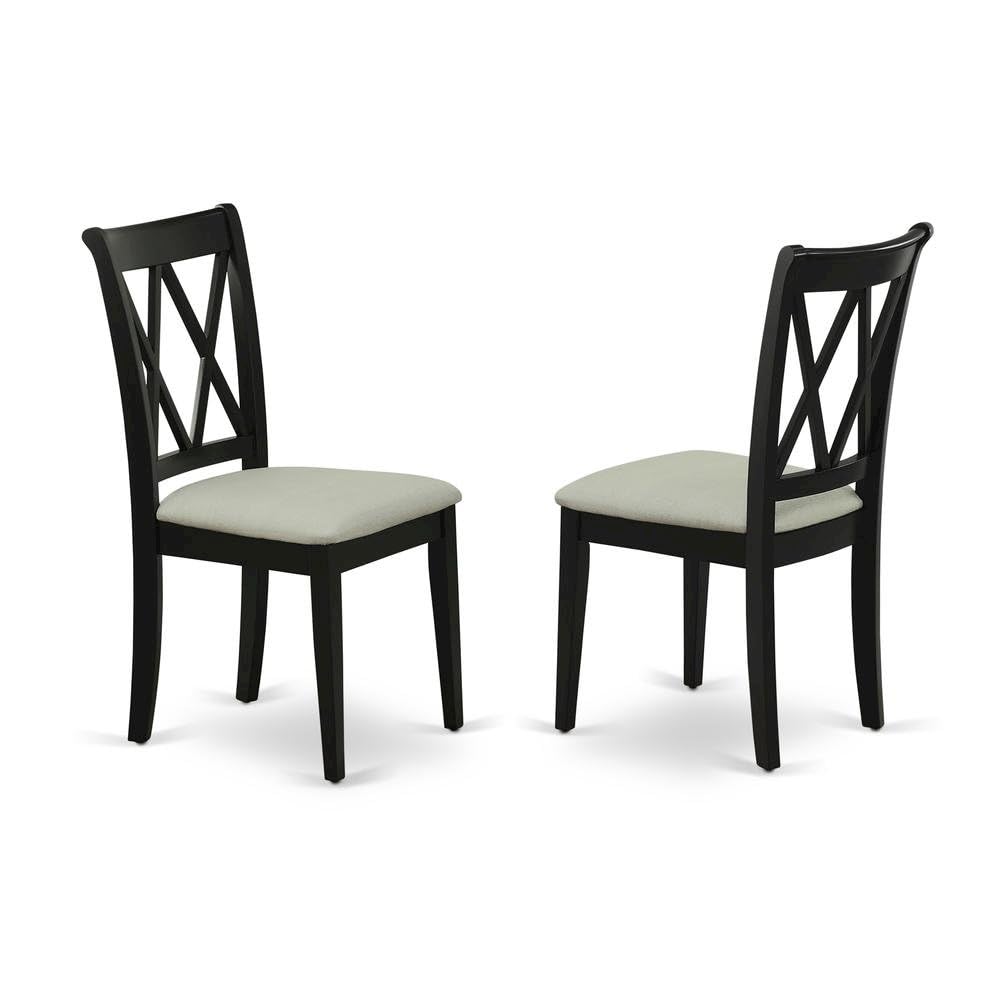 Upholstered Dining Chair with High Back by Furnifact – Rubberwood, Black, Pack of 2