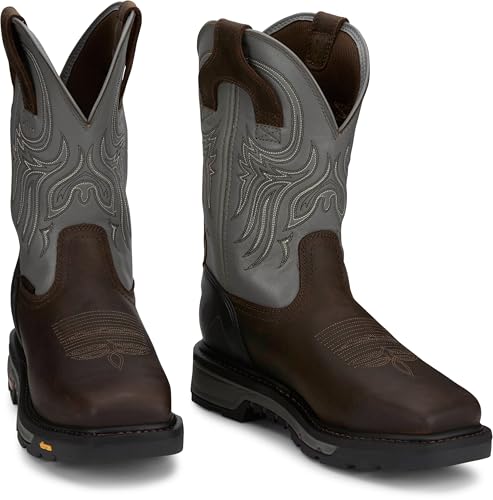Image of Justin Tanker 11 inch Steel Toe Work Boot for Men, EH & ASTM F2413 Rated, Oil & Slip-Resisting, Premium Full Grain Leather Upper