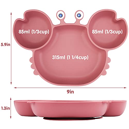 Silicone Suction Plate For Toddlers - Self Feeding Training Divided Plate Dish And Bowl For Baby And Toddler, Fits For Most Highchairs Trays, Bpa Free Microwave Dishwasher Safe #TOP5