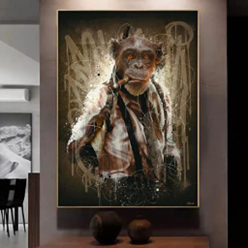 Art photos pour salon singe fumer cigare impression graffiti 60x80