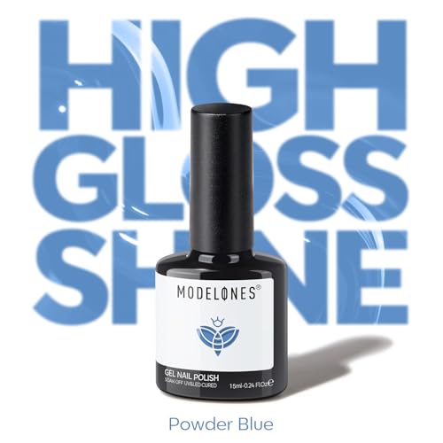 Image of modelones Azure Blue Gel Nail Polish Blue Gel Polish Soak off LED Pastel Solid Nail Gel Polish Nail Art Manicure 15 ML