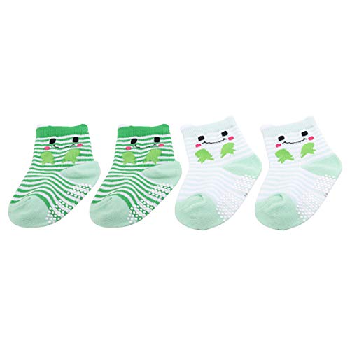 YSINFOD 2 Paare Kleinkind Mädchen Socken Nette Baumwolle Crew Socken Baby Mädchen Lustige Tiermuster Weihnachtssocken 3D Kleine Ohren Söckchen für Kinder, M,Frosch