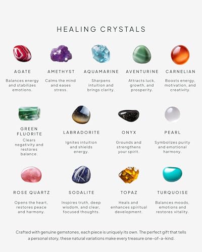 PAVOI Gemstone Gold Charm Necklace for Women - 14K Gold Plated Adjustable Chain Dainty Pendant Gemstone Necklaces with Cute Charms Set - Hypoallergenic Trendy Healing Crystal Pendants3