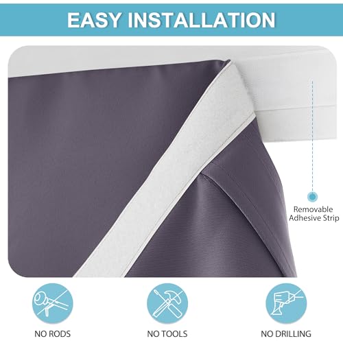 Image of RYB HOME Door Window Curtain - Self Sticky Vertical Blinds Privacy Thermal Insulated Tricia Drapery for French Door Sidelight Curtain, W26 x L72 inch, 1 Panel, Grayish Purple