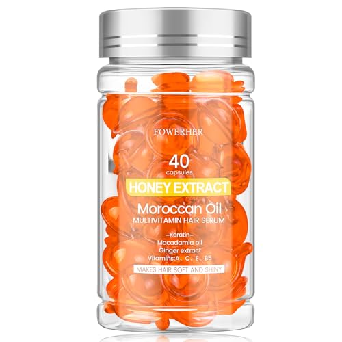 Pro Honey & Multivitamin Hair Serum Capsules, 1mL x 40 Count - Deep Nourishing Treatment for Ultra Soft & Glossy Hair - With Vitamin E, Biotin & Argan Oil - Sulfate & Paraben Free