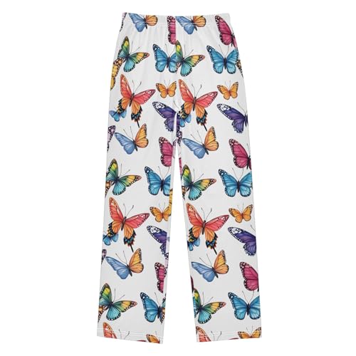Pajama Pants Lounge Sleep PJ Bottoms Sleepwear Elastic Waist Drawstring S Butterfly Pattern