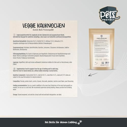 Pets Protect Veggie KAUKNOCHEN für Hunde 5 Stück | 100% natürliche Zahnpflege & Zahnreinigung für den Hund | Leicht verdaulich | Hunde- Knochen glutenfrei & vegan