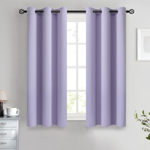 Image of COSVIYA Grommet Room Darkening Lilac Curtains 54 inch Length for Bedroom | Light Blocking Insulated Thermal Curtains for Living Room, Blackout Thick Polyester Window Drapes,38x54 inches, 2 Panels