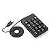 USB Numeric Keypad, Jelly Comb N001 Portable Slim Mini Number Pad for Laptop Desktop Computer PC, Full Size 19 Key, Big Print Letters - Black