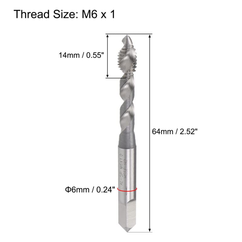 Cleveland C89234 PRO-892SF High Performance Universal Spiral Flute Machine Tap, Right Hand Cutting, HSS-E (Each)