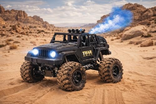 Image of Thar Roxx with Remote Control Rock Crawler High Speed with Mist Spray LED Lights Rc Car Toys for Boys Off Road Vehicle Toy Car for Kids Monster Truck Rock Climbing Car Toy for Kids 4x4 MultiColor