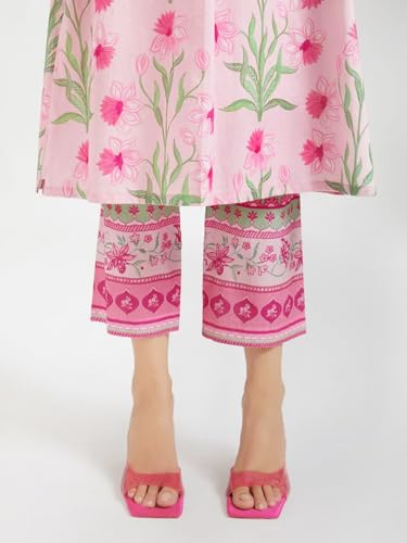 Image of Amazon Brand - Anarva Pure Cotton Kurta Set for Women | Kurti Set | V Neck 3 /4 Sleeve Ethnic Outfit | Cotton Kurta Set for Women | Designer Indian Kurti | Daily Office and Festive Traditional