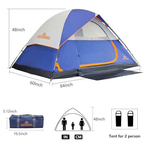 ASFANES 2 Person Waterproof Tents for Camping Easy Setup Outdoor Portable Backyard Camping Tents Suitable for Car, Backpacking, Hiking, Picnic or Fishing, Navy Blue - Image 4