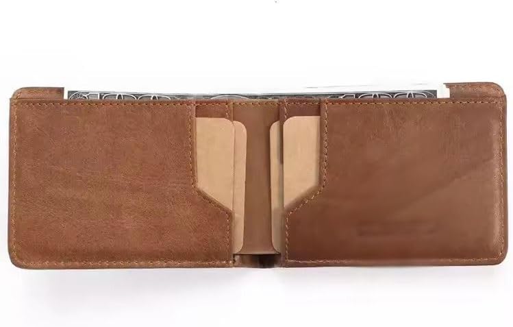 Slim Leather ID/Credit Card Holder Bifold Front Pocket Wallet with RFID Blocking Business Card Holder(D)