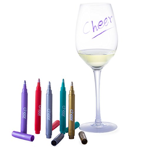 Metallic Colors Wine Glass Markers, Pack of 5