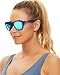 EPHIU Square Sports Polarized Sunglasses for Women and Men Mirror Lens Beach Sunglasses No Bounce No Slip for Running (Matt Touch Blue)