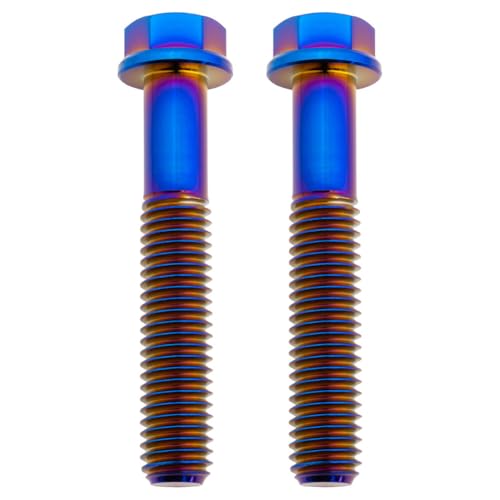 Image of Tusk Titanium Bolt M8 x 45mm x 1.25 Pitch 2 Pack Hex Flange 10mm Head and T40 Burnt Blue 45% Lighter (2 Packs) (M8 x 45mm)