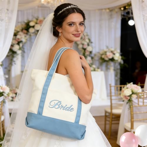 Bolso Tote para novia de lona con asas miniatura 6