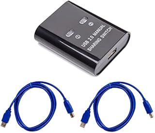 USB Printer Sharing Switch, Manual Switcher Adapter, 2 Computer Share 1 Printer Scanner USB Device Hub with 2 Pack Male Cable