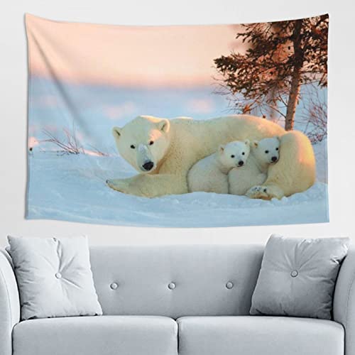Debou Cute Polar Bears Printed Wall Decoration Tapestry, Used For Aesthetic Wall Hanging In Living Rooms, Bedrooms, And Home Decoration #TOP12