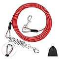Pawaboo Dog Tie Out Cable, 25ft Dog Runner Cable Dog Leads for Small to Large Dogs Up to 125 Pounds, Heavy Duty Dog Leash Run Tether with 360° Swivel Hook and Shock Spring (125lbs, 25ft, Red)
