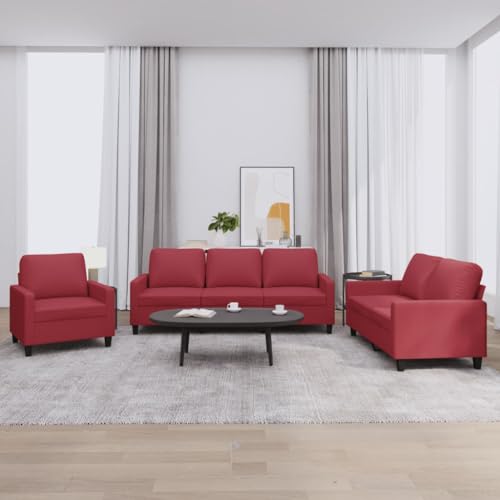 mtlskopl Ensemble de canapé 3 pièces - En cuir synthétique - Moderne - Avec fauteuil, 2 places...
