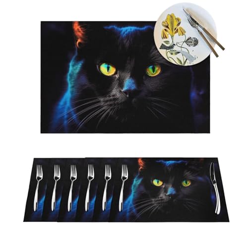 Set de table PVC chat noir lavable 45x30 cm | Lot de 4 - 2
