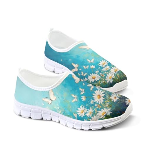 Image of Floral Sneakers for Women Colorful Art Shoes for Women Slip On Casual Work Shoes
